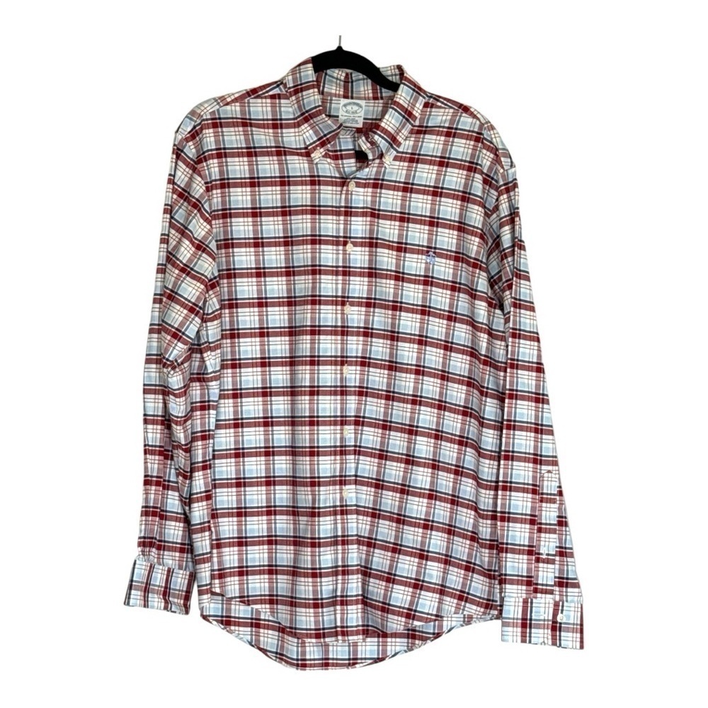 Brooks Brothers 100% Supima Cotton , No Iron, Plaid Button Down Shirt Mens Large